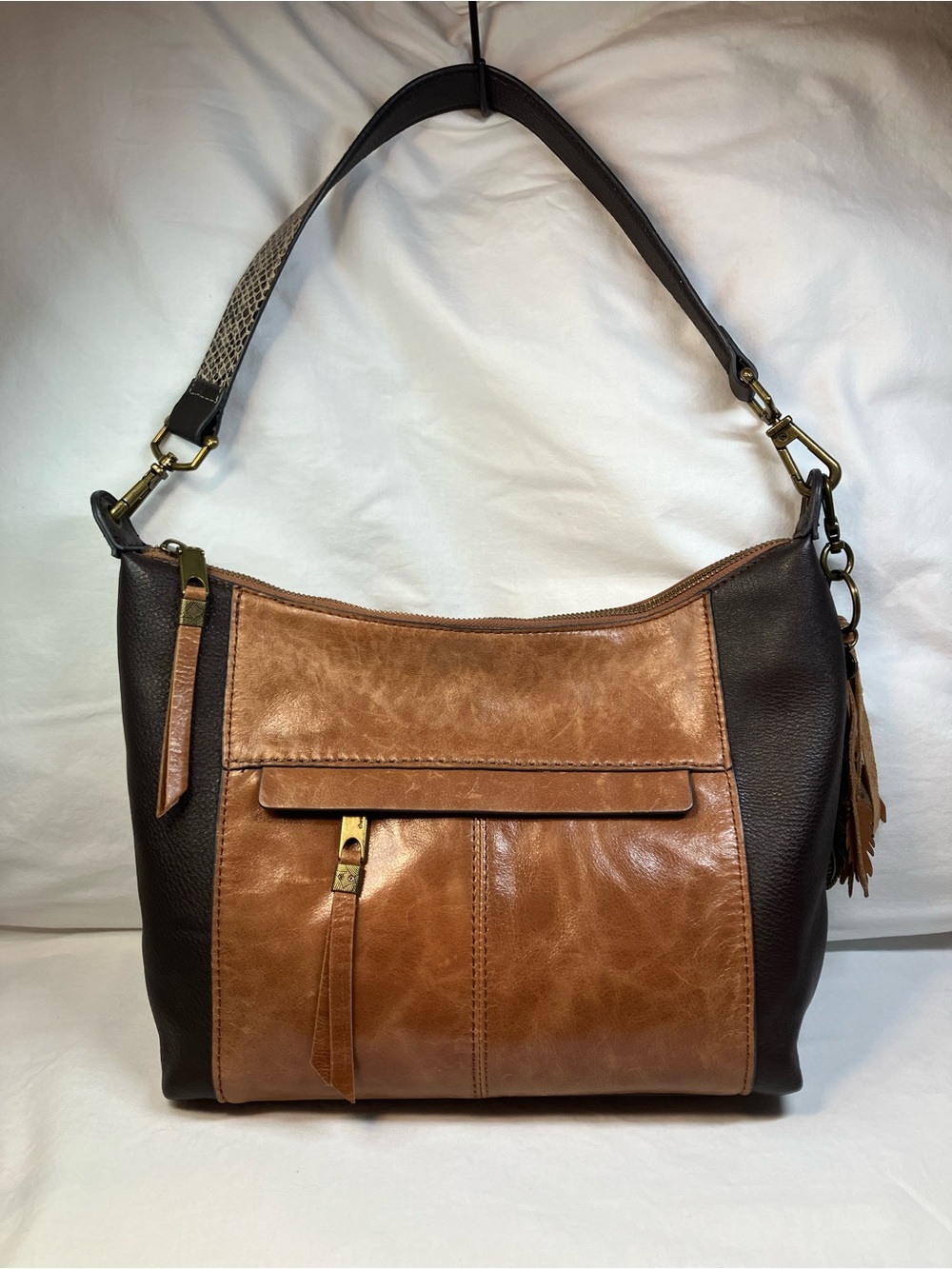 The Sak Two-Tone Brown & Tan Leather Shoulder Bag